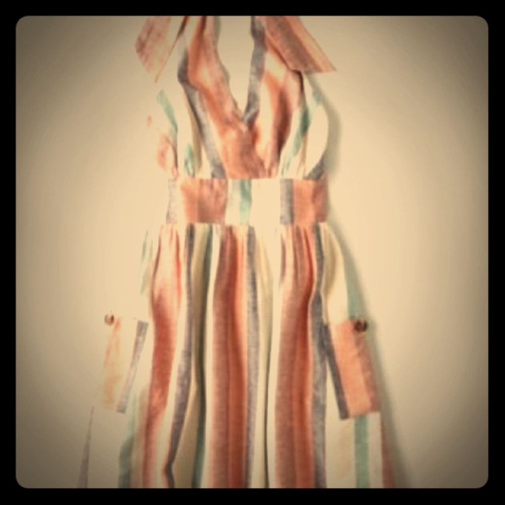 AE AMERICAN EAGLE LINEN HALTER STRIPE